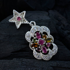 トルマリンクラシックアフリカンスターリングシルバーマルチグレタコンテンポラリーマルチカラーペンダントジュエリー