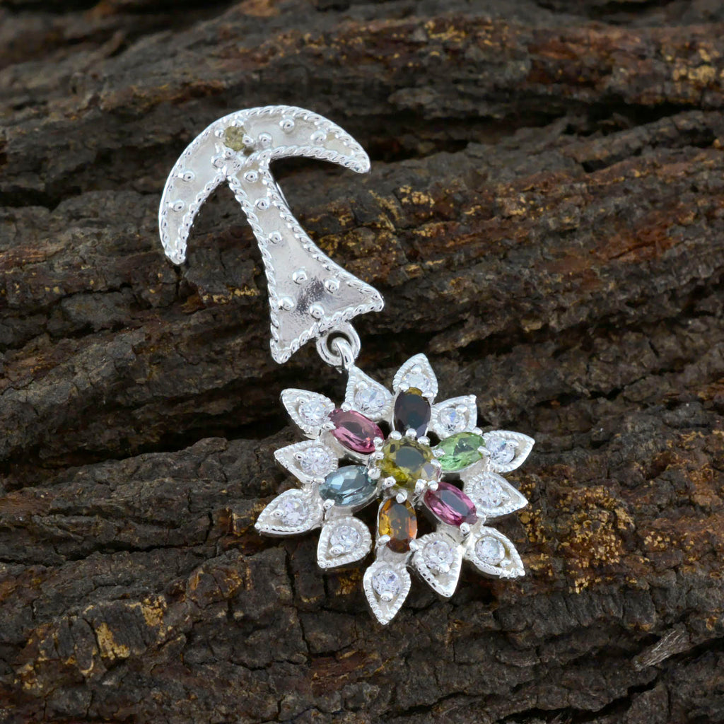 Tourmaline Classic Middle Eastern 925 Silver multiple Hanna Abstract multicolor Pendant Jewelry