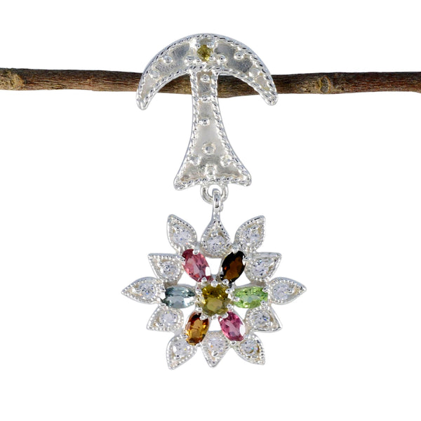 Tourmaline Classic Middle Eastern 925 Silver multiple multicolor Pendant