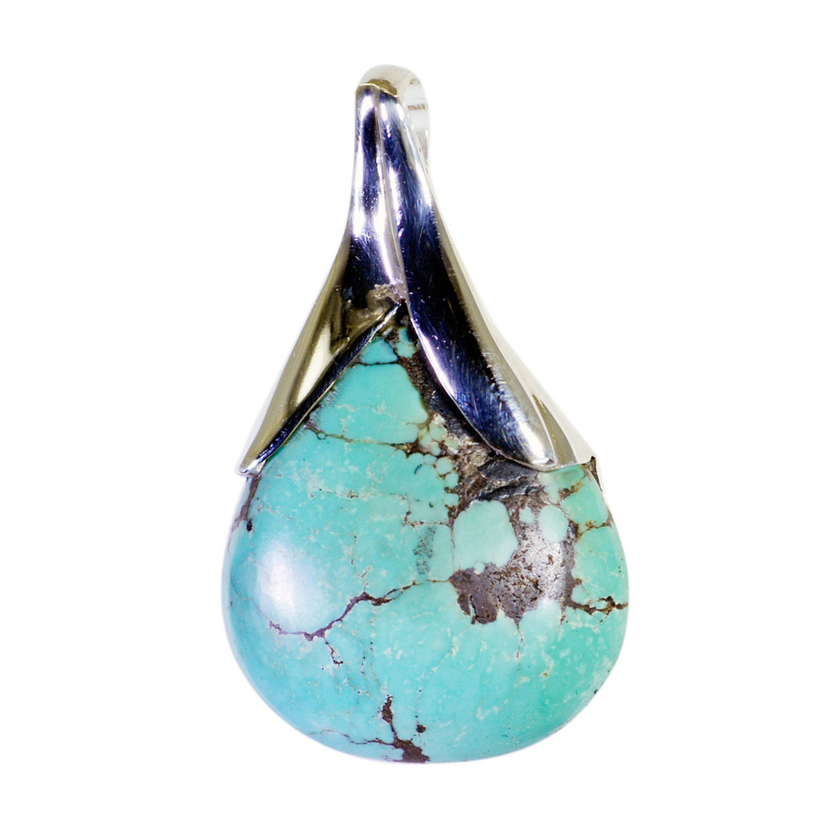 Turquoise Mid-weight Mexican Silver Solitaire Turquoise Pendant メイン画像