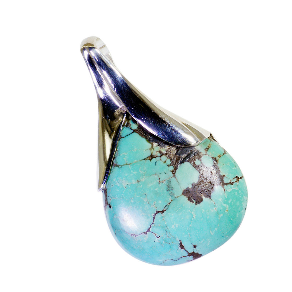 Turquoise Mid-weight Mexican Silver Solitaire Harper Luxurious Blue Pendant Jewelry