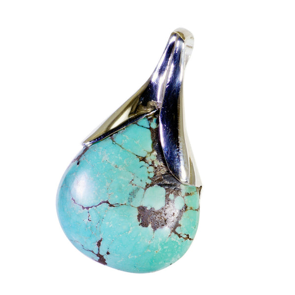 Turquoise Mid-weight Mexican Silver Solitaire Harper Luxurious Blue Pendant Jewelry
