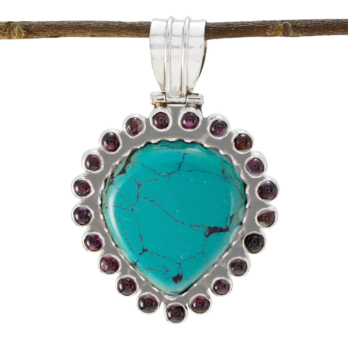 Turquoise Statement Latin American 92.5 Silver multiple Turquoise Pendant Huvudsaklig produktbild