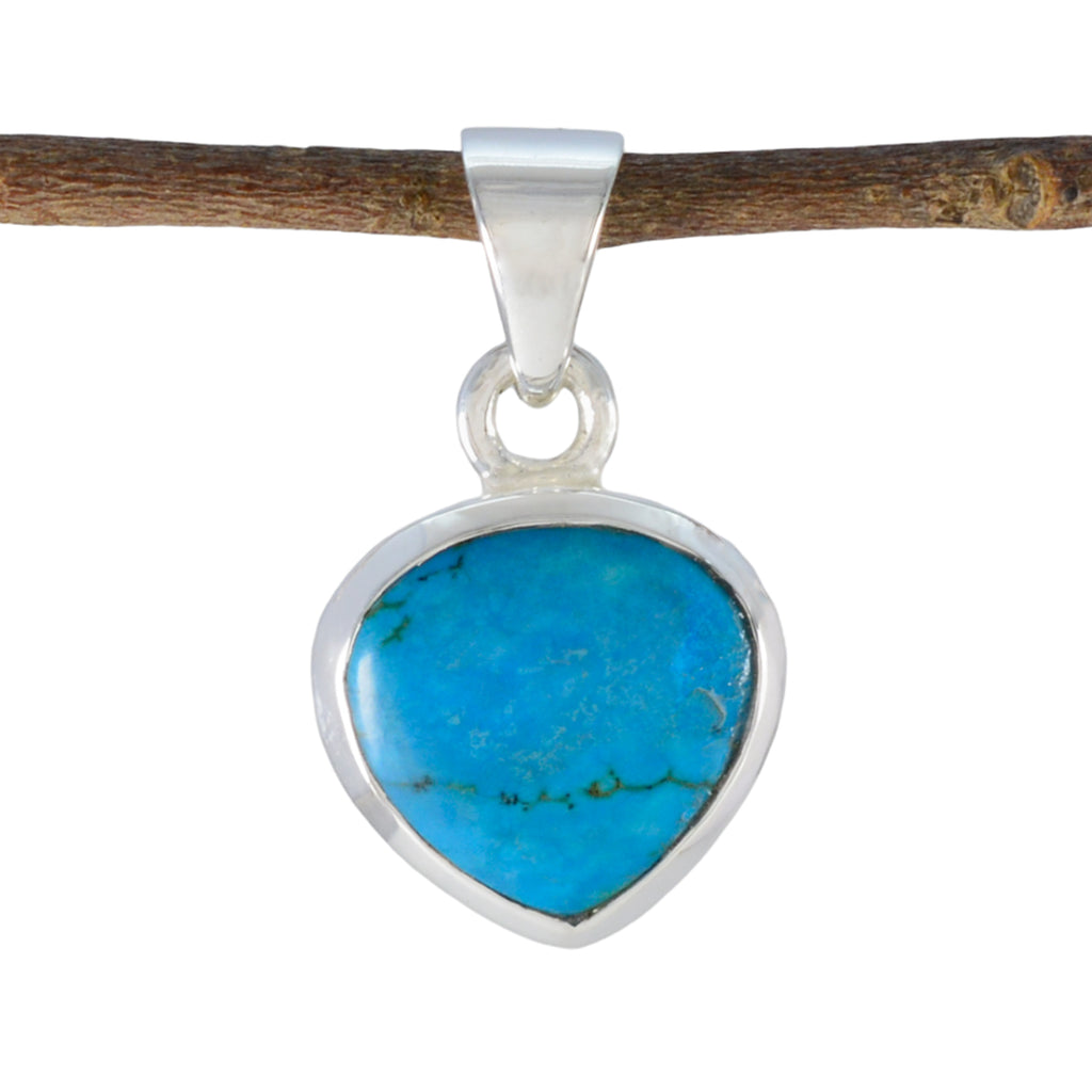 Turquoise Dainty French Sterling Silver Solitaire Turquoise Pendant