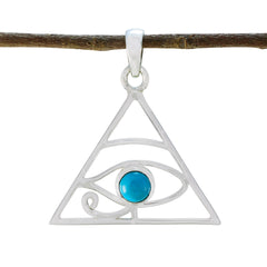 Turquoise Whisper-thin French 92.5 Silver Solitaire Turquoise Pendant