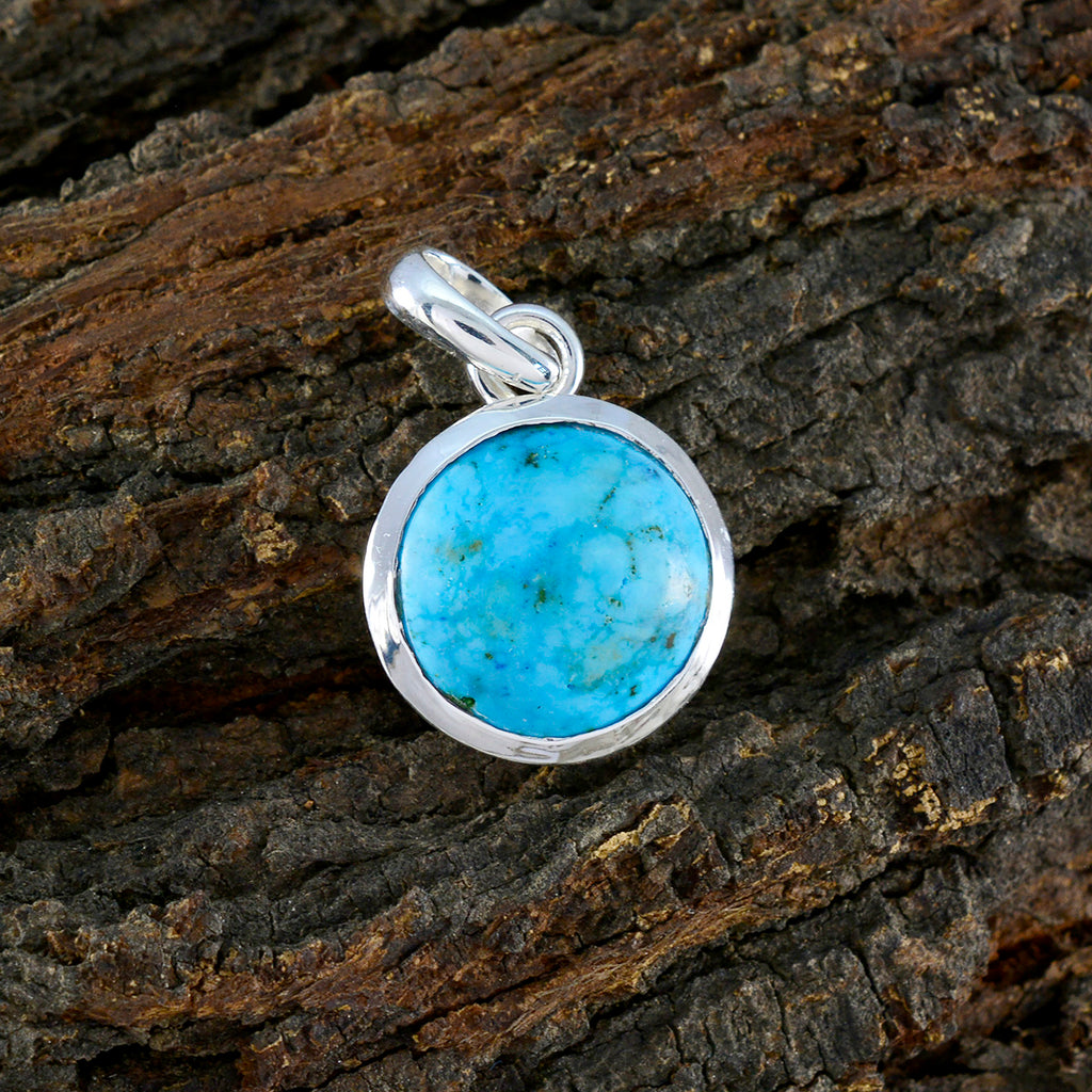 Turquoise Featherlight Spanish 925 Silver Solitaire Milagros valentine Blue Pendant Jewelry