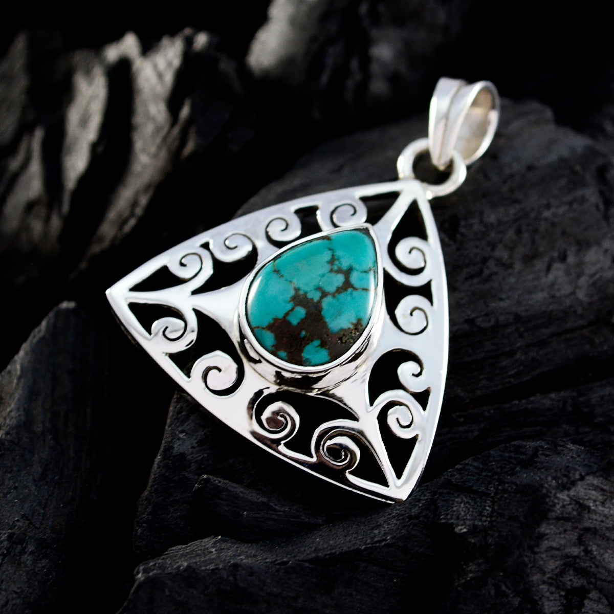 Turquoise Whisper-thin Spanish 92.5 Silver Solitaire Genesis Retro Blue Pendant Jewellery