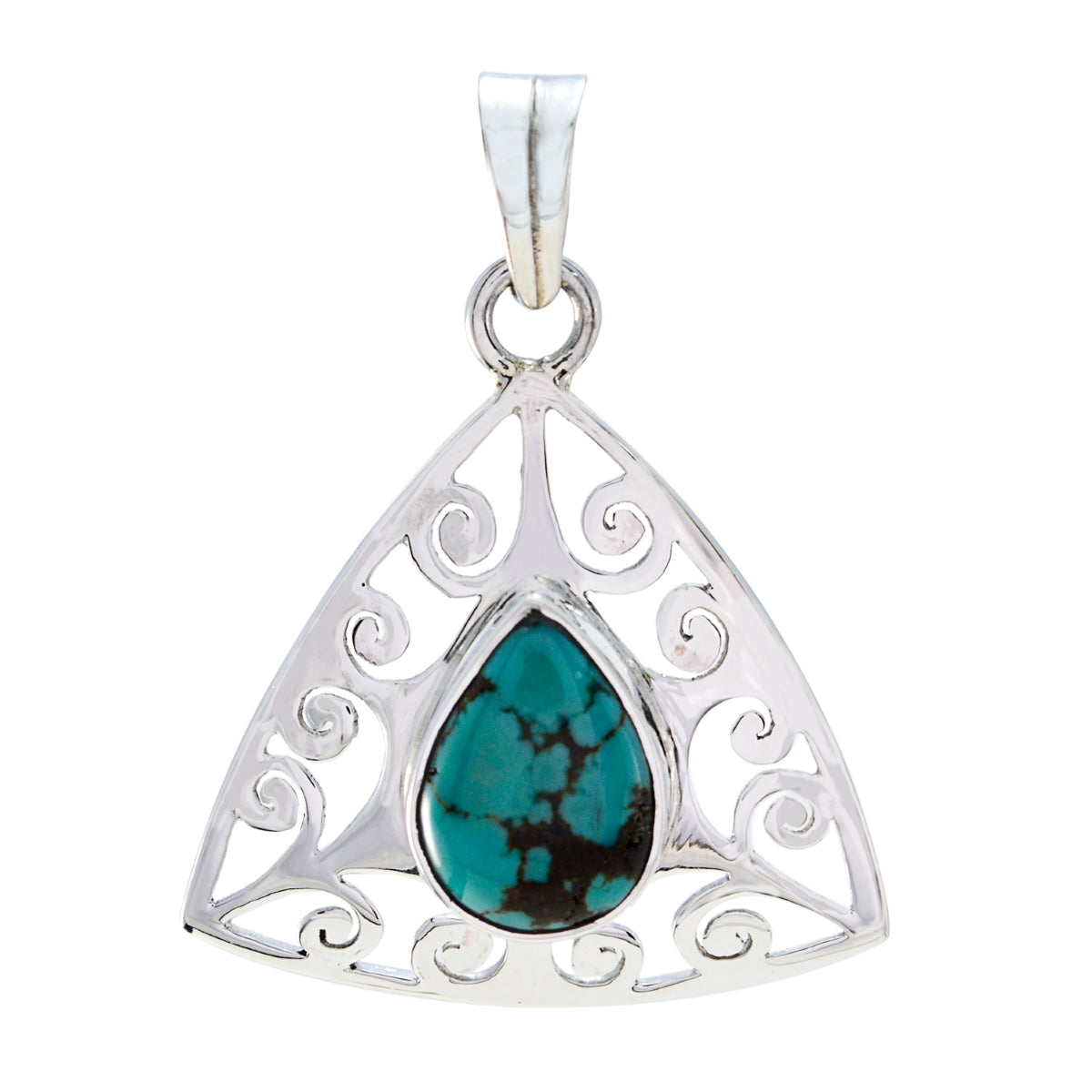 Turquoise Whisper-thin Spanish 92.5 Silver Solitaire Turquoise Pendant Huvudsaklig produktbild