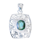 Turquoise Statement Italian 925 Silver Solitaire Turquoise Pendant