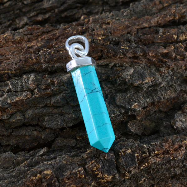 Turquoise Tiny Mexican Silver Solitaire Luisa valentine Blue Pendant Jewelry