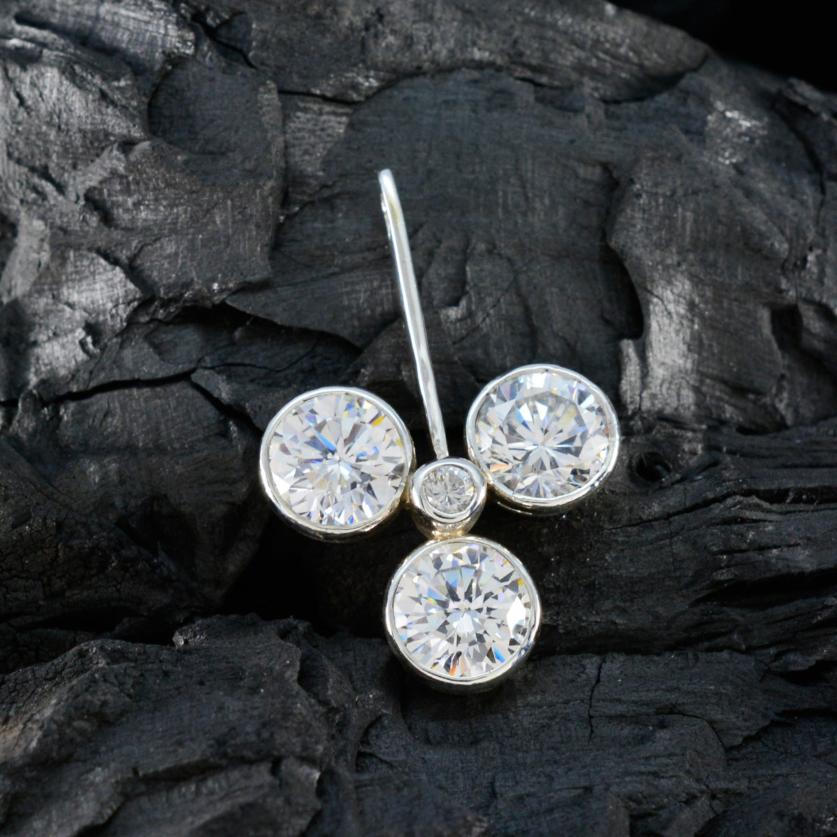 White CZ Featherlight American 925 Silver quarter Teresa Abstract White Pendant Jewelry