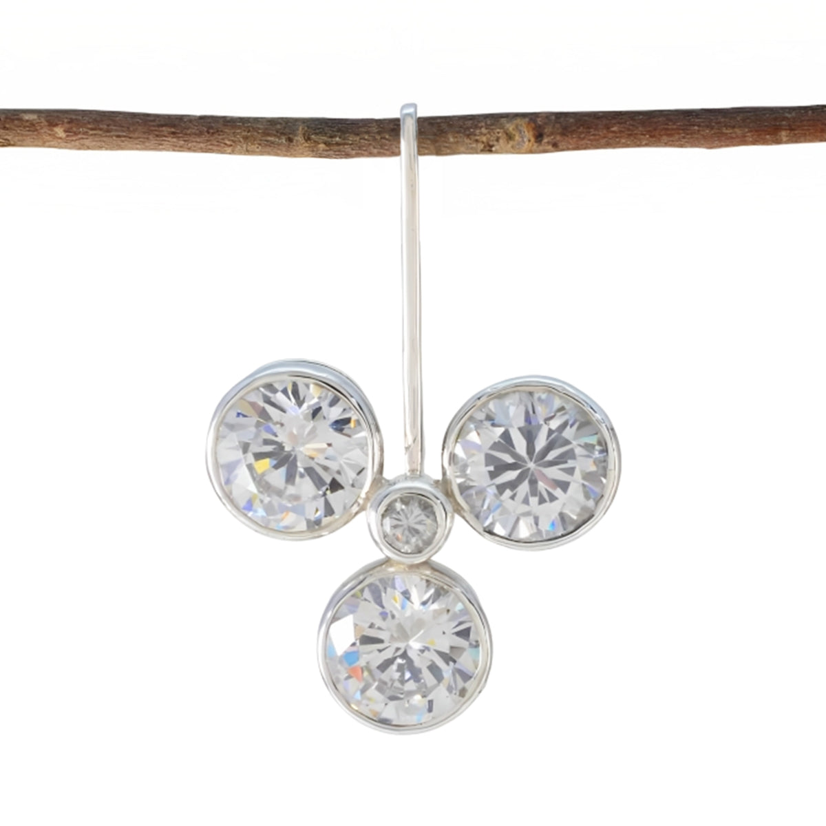 White CZ Featherlight American 925 Silver quarter White Pendant