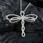 Vit CZ Essential Afrikanskt Silver Flera Bruna Graciösa Vita Hängsmycken