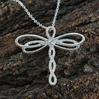 Vit CZ Essential Afrikanskt Silver Flera Bruna Graciösa Vita Hängsmycken