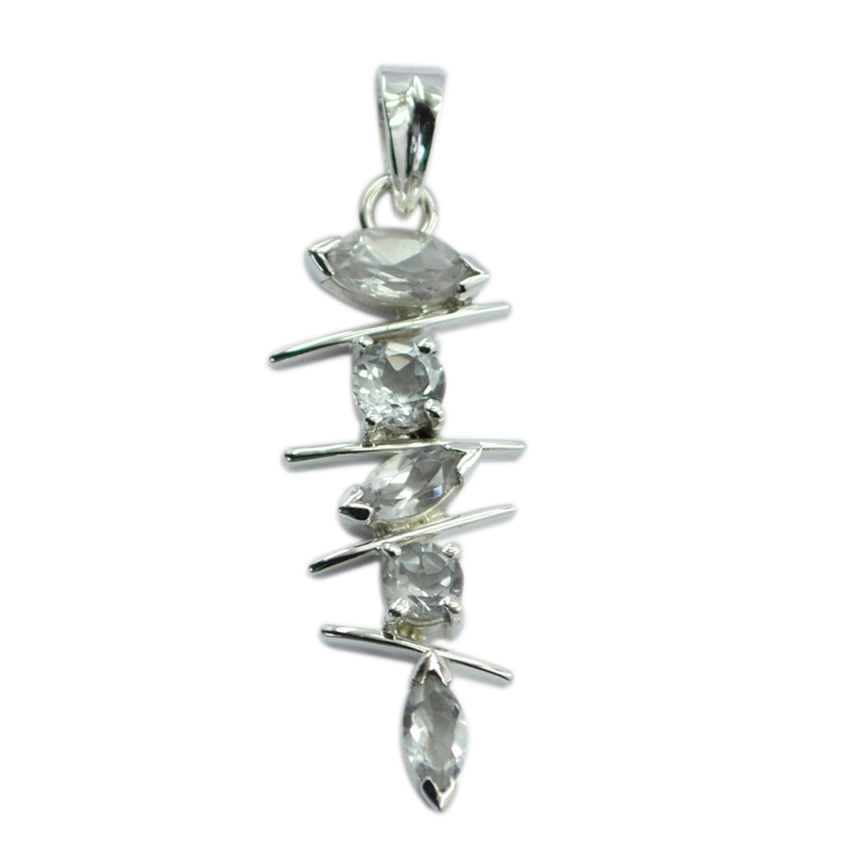 White CZ Tiny Turkish Silver Penta White Pendant