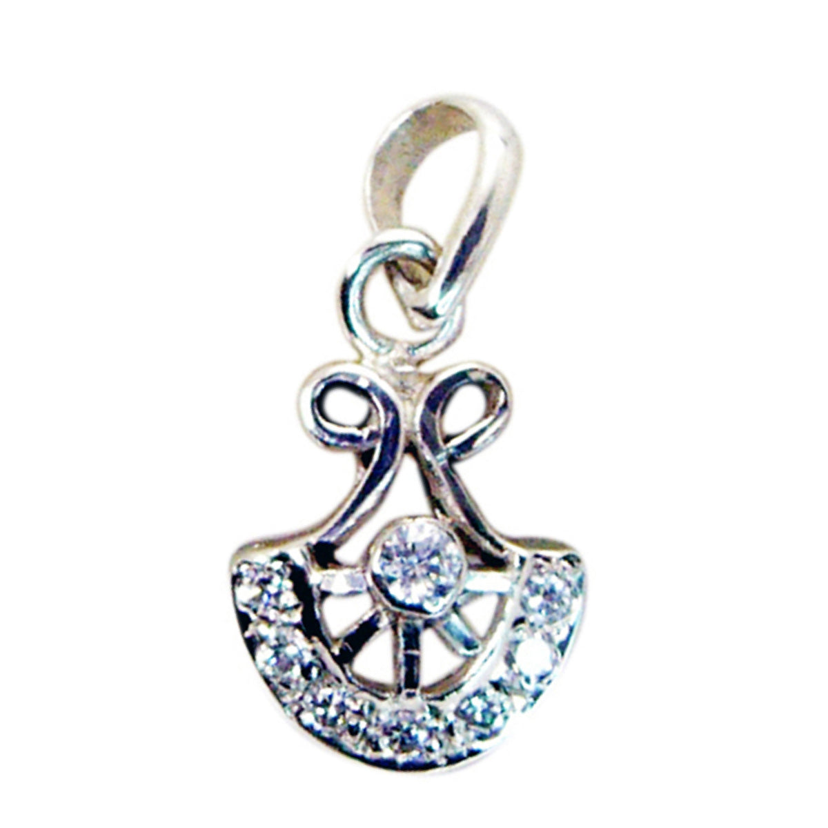 White CZ Featherlight African Sterling Silver multiple White Pendant メイン画像