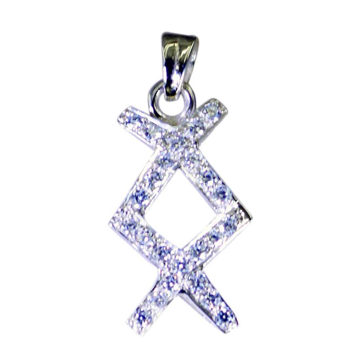 White CZ Featherlight Middle Eastern 925 Silver multiple White Pendant