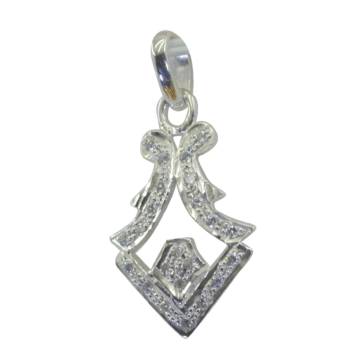 White CZ Featherlight Middle Eastern 925 Silver multiple White Pendant