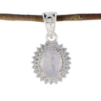 Rainbow Moonstone Featherlight Indian 925 Silver multiple White Pendant
