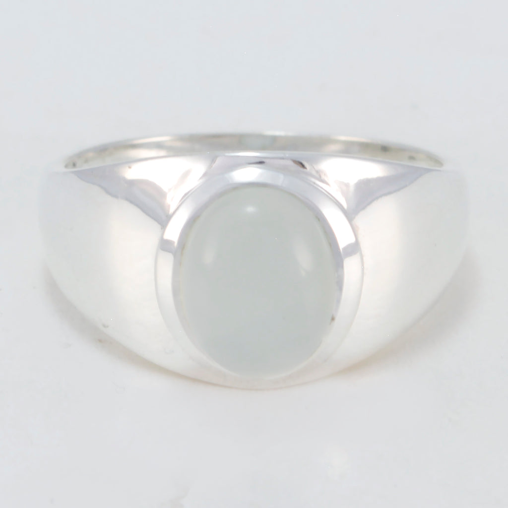 Aqua Chalcedony Solitaire Egyptian 925 Sterling Silver Green Gemstones Minimal Contemporary Ring Jewelry
