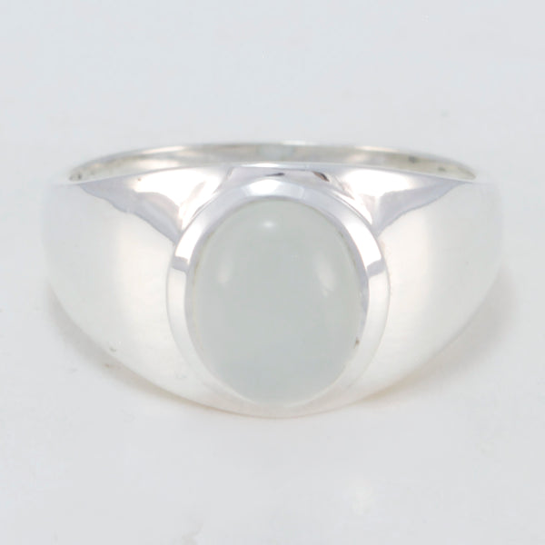 Aqua Chalcedony Solitaire Egyptian 925 Sterling Silver Green Gemstones Minimal Contemporary Ring Jewelry