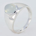 Aqua Chalcedon Solitär Ägyptischer 925 Sterling Silber Grüne Edelsteine Minimal Moderner Ring Schmuck