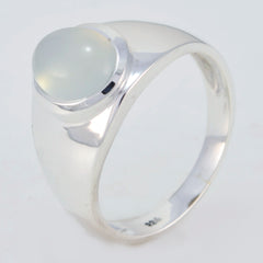 Aqua Chalcedony Solitaire Egyptian 925 Sterling Silver Green Gemstones Minimal Contemporary Ring Jewelry