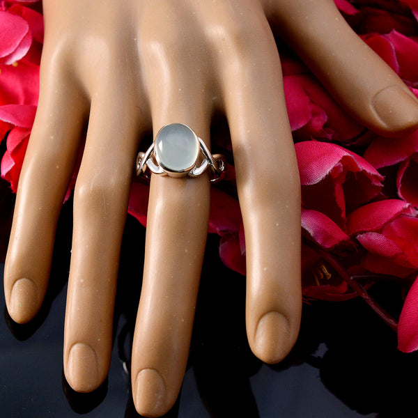 Aqua Chalcedony Solitaire German 925 Sterling Silver Green Gems Classic Romantic Ring Jewellery