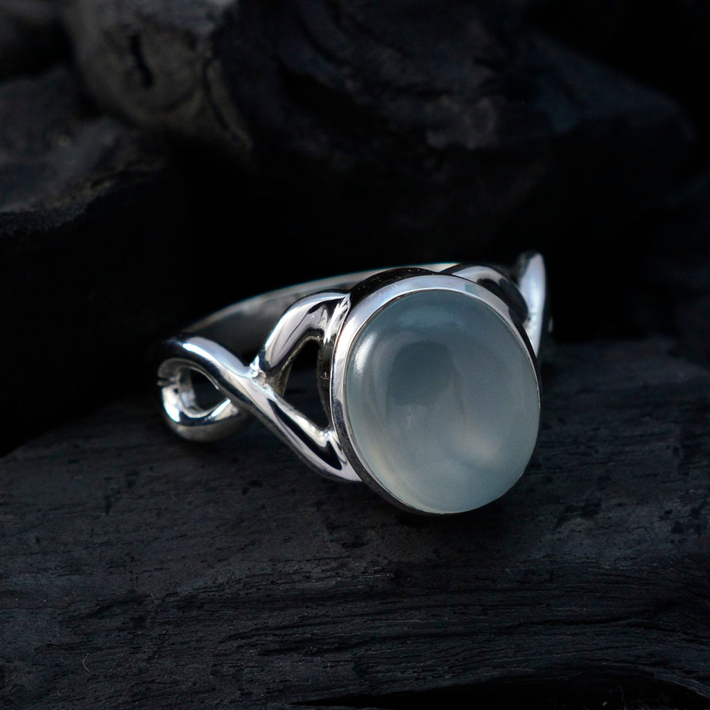 Aqua Chalcedony Solitaire German 925 Sterling Silver Green Gems Classic Romantic Ring Jewellery