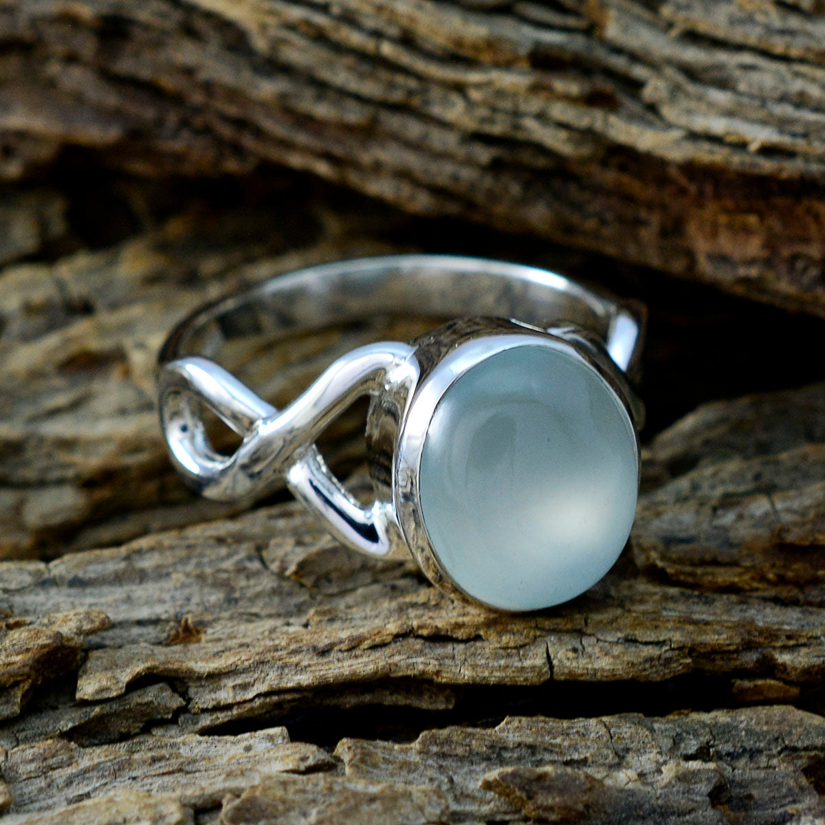Aqua Chalcedony Solitaire German 925 Sterling Silver Green Gems Classic Romantic Ring Jewellery