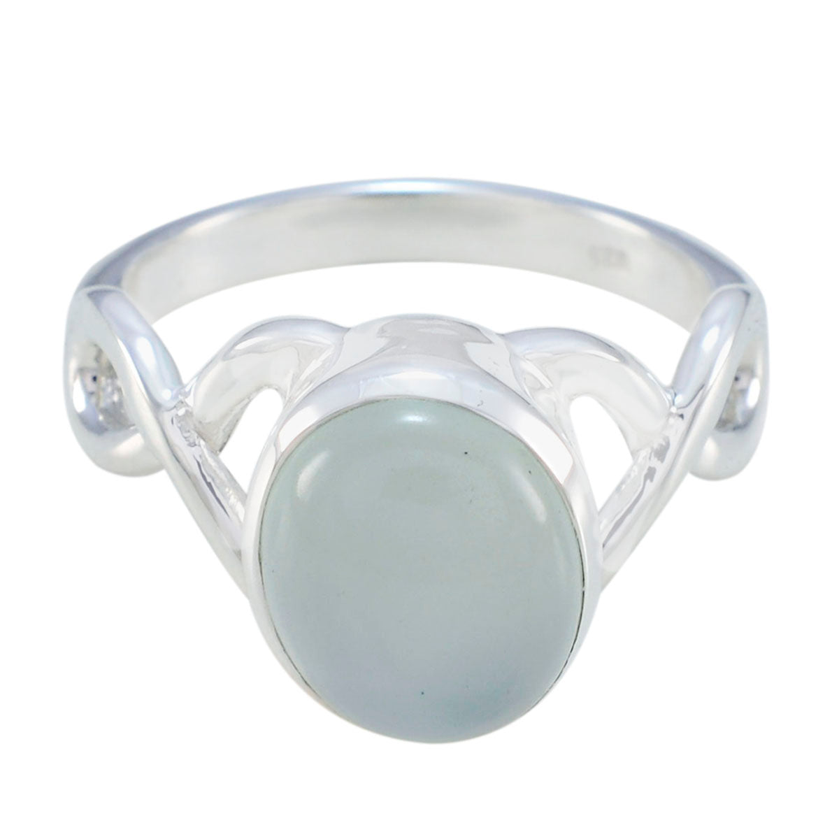 Aqua Chalcedony Solitaire German 925 Sterling Silver Green Gems Classic Romantic Ring Jewellery