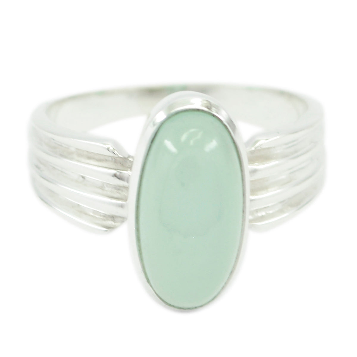 Aqua Chalcedony Solitaire French 92.5 Silver Green Gemstones Tiny Heritage Ring Jewellery Immagine principale del prodotto