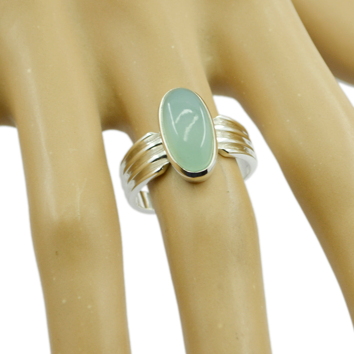 Aqua Chalcedony Solitaire French 92.5 Silver Green Gemstones Tiny Heritage Ring Jewellery
