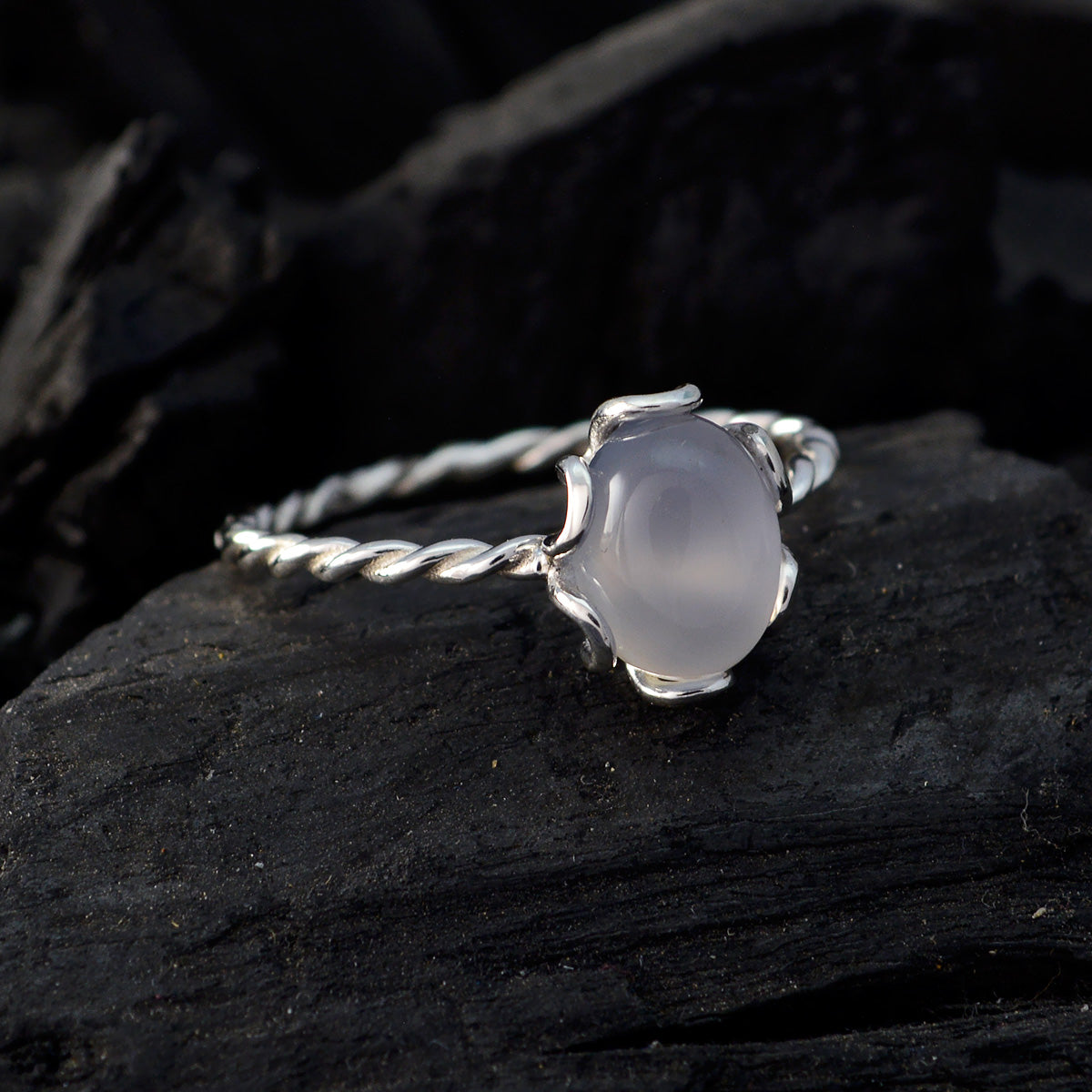 Aqua Chalcedony Solitaire Turkish 925 Sterling Silver Green Gemstones Elegant  Twist Ring Jewellery