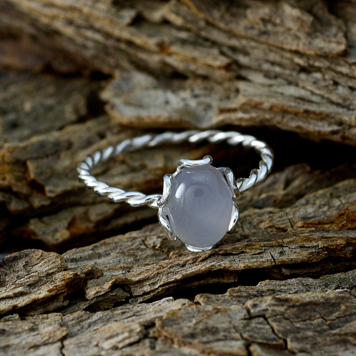 Aqua Chalcedony Solitaire Turkish 925 Sterling Silver Green Gemstones Elegant  Twist Ring Jewellery