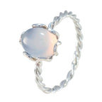 Aqua Chalcedony Solitaire Turkish 925 Sterling Silver Green Gemstones Elegant  Twist Ring Jewellery