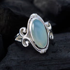 Aqua Chalcedony Solitaire Spanish Silver Green Gems Minimal Rope Wire Ring Jewellery