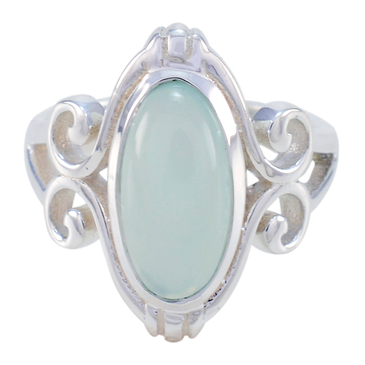 Aqua Chalcedony Solitaire Spanish Silver Green Gems Minimal Rope Wire Ring Jewellery Hoofdafbeelding