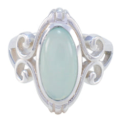 Aqua Chalcedony Solitaire Spanish Silver Green Gems Minimal Rope Wire Ring Jewellery