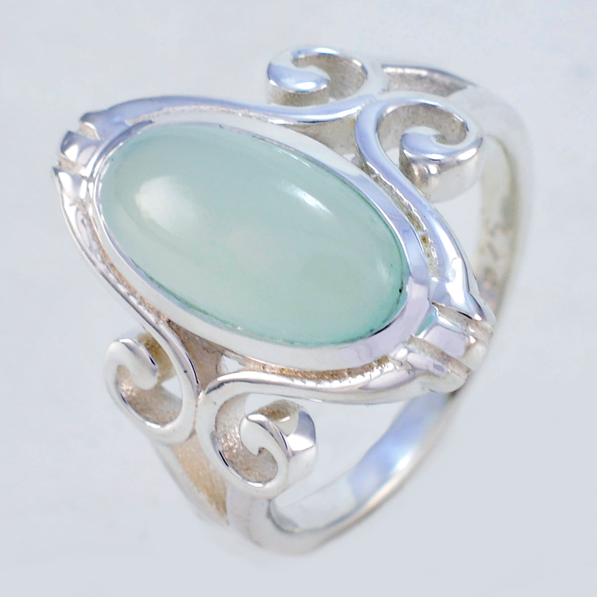 Aqua Chalcedoon Solitaire Spaans Zilver Groene Edelstenen Minimalistische Touw-Draad Ring Sieraden Secundaire afbeelding