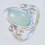 Aqua Chalcedony Solitaire Spanish Silver Green Gems Minimal Rope Wire Ring Jewellery