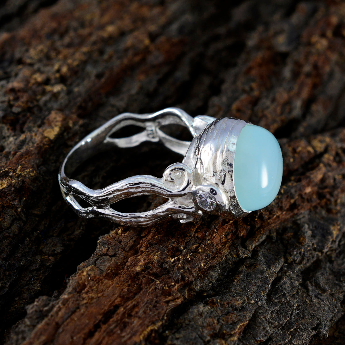 Aqua Chalcedony Solitaire Russian 925 Sterling Silver Green Gemstone Versatile Sophisticated Ring Jewellery