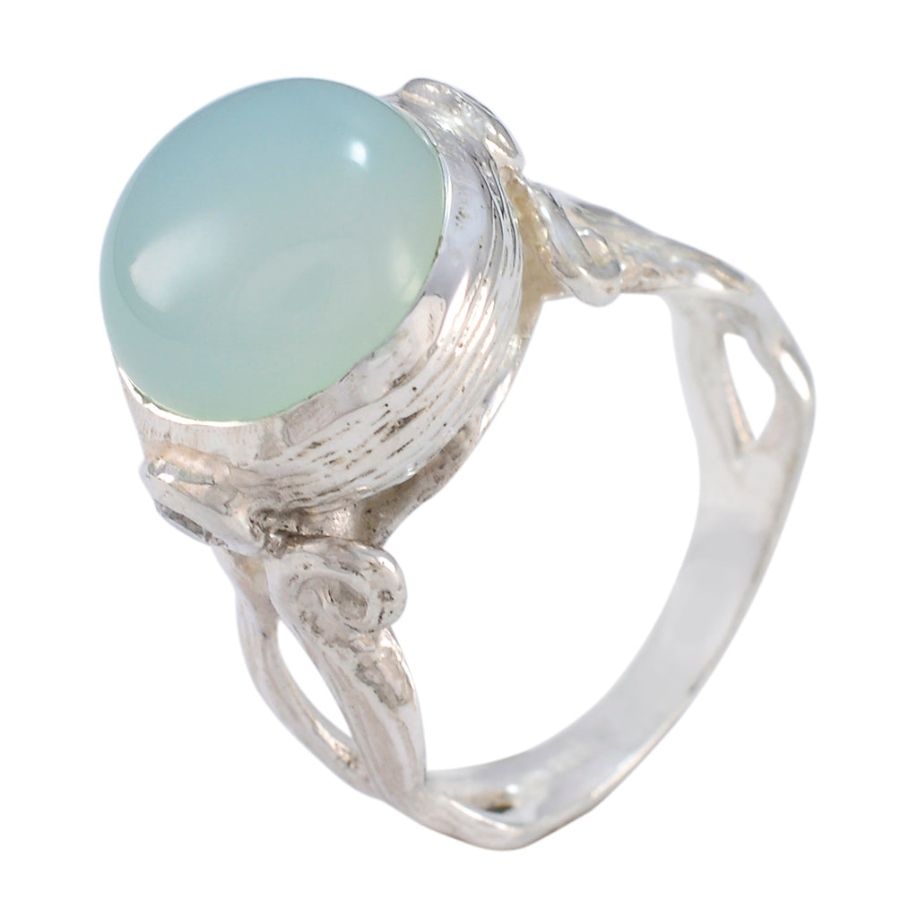 Aqua Chalcedony Solitaire Russian 925 Sterling Silver Green Gemstone Versatile Sophisticated Ring Jewellery