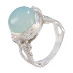 Aqua Chalcedony Solitaire Russian 925 Sterling Silver Green Gemstone Versatile Sophisticated Ring Jewellery