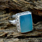 Aqua Chalcedony Solitaire Egyptian 925 Silver Green Gems Versatile Contemporary Ring Jewelry