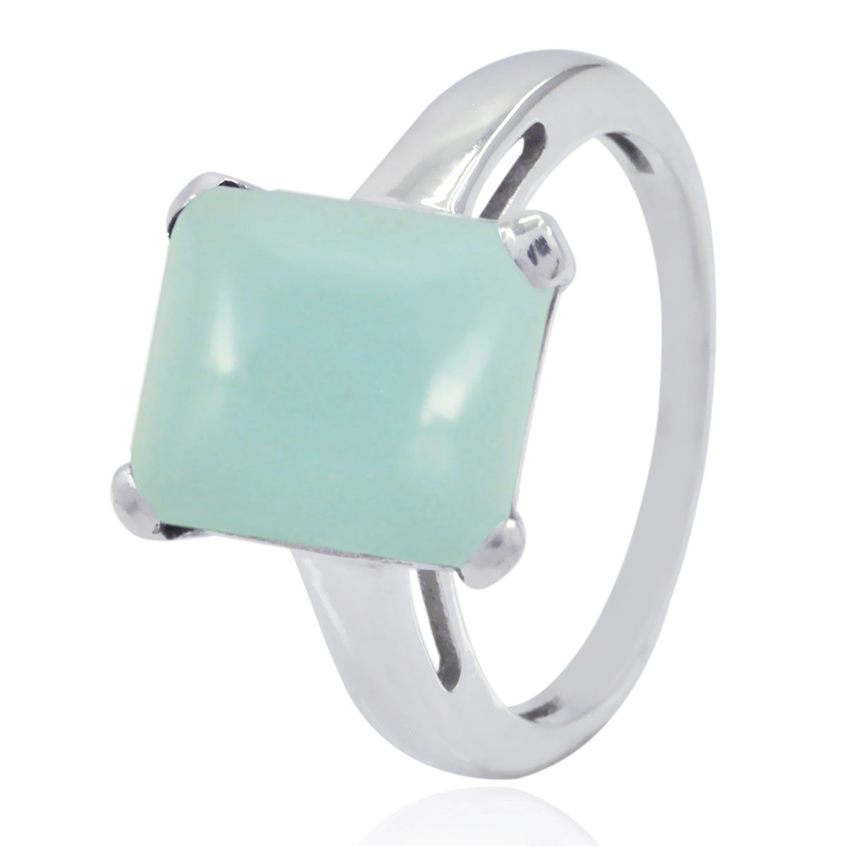 Aqua Chalcedony Solitaire Moroccan 925 Silver Green Gemstone Minimal Cultural Ring Jewelry