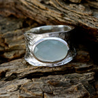 Aqua Chalcedony Solitaire Russian 925 Silver Green Gemstone Essential  Oversized Band Jewelry