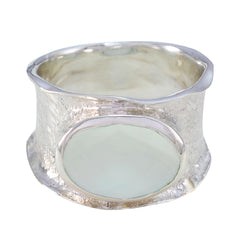 Aqua Chalcedony Solitaire Russian 925 Silver Green Gemstone Essential  Oversized Band Jewelry