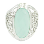 Aqua Chalcedony Solitaire Italian Silver Green Gems Mid weight Filigree Ring Jewellery