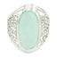 Aqua Chalcedony Solitaire Italian Silver Green Gems Mid weight Filigree Ring Jewellery